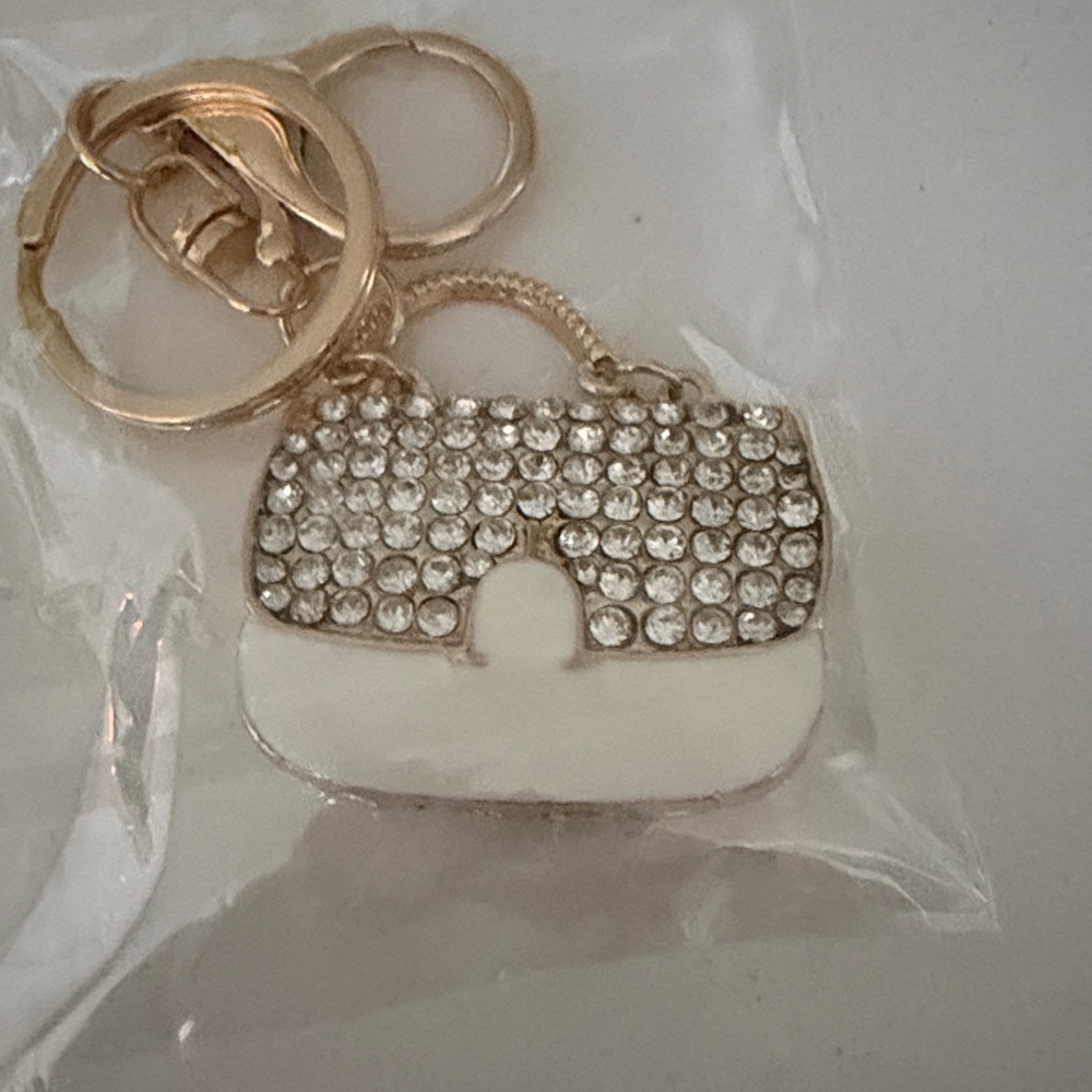 Purse Charm w/Rhinestone on front flap